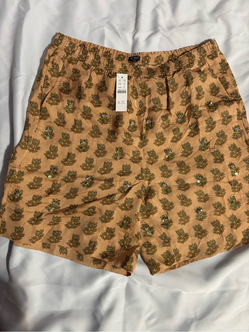 J. Crew Peach Floral Sequin-Embellished Shorts